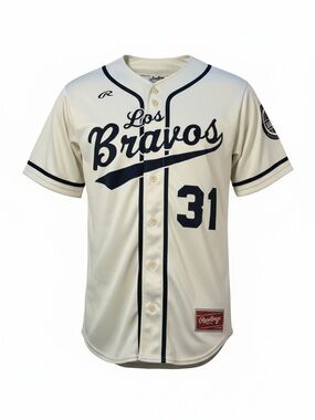 Rawlings Cream and Navy Los Bravos Button-Up Jersey